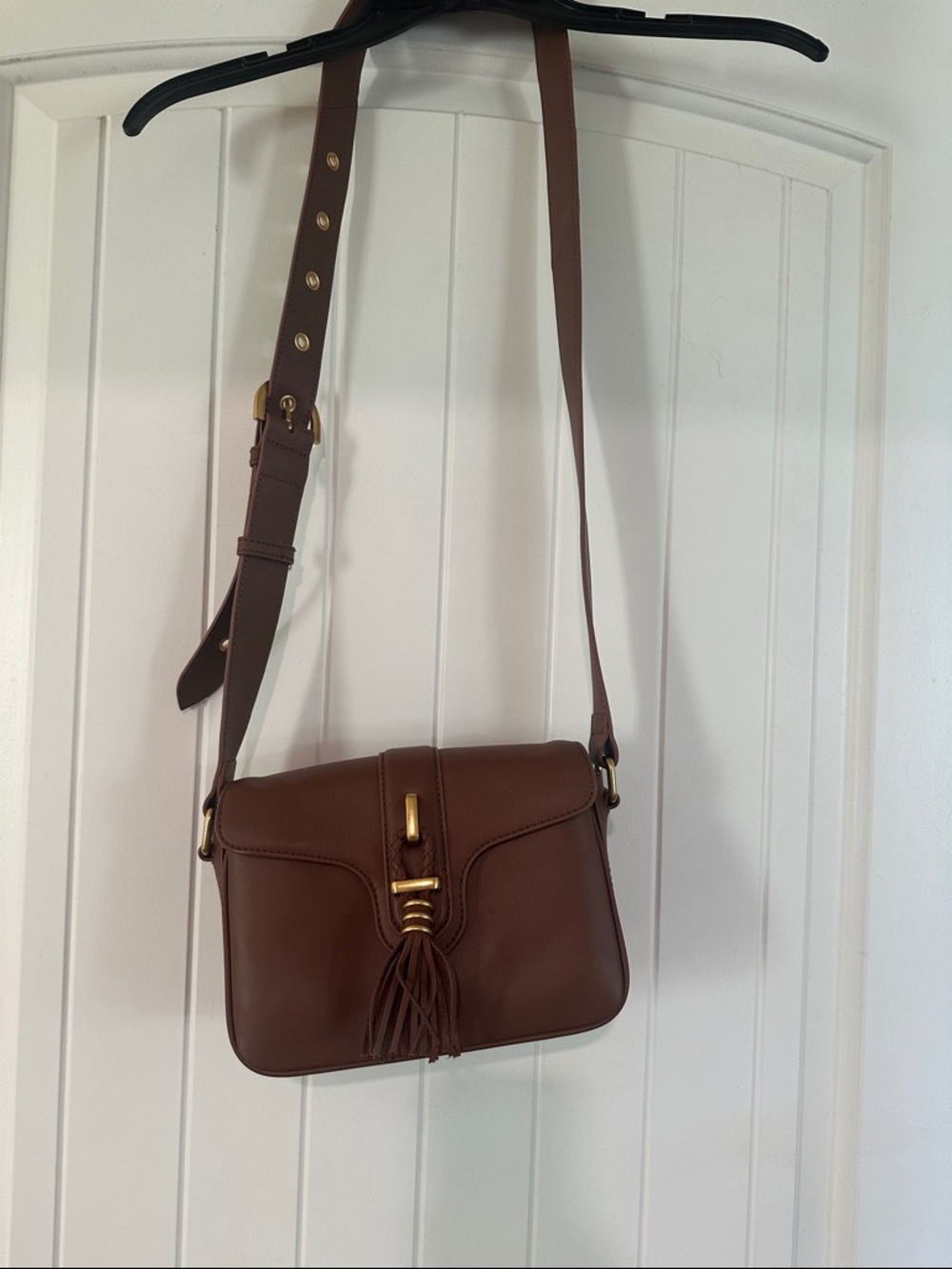 Vince Camuto Brown Leather Tassel Crossbody
